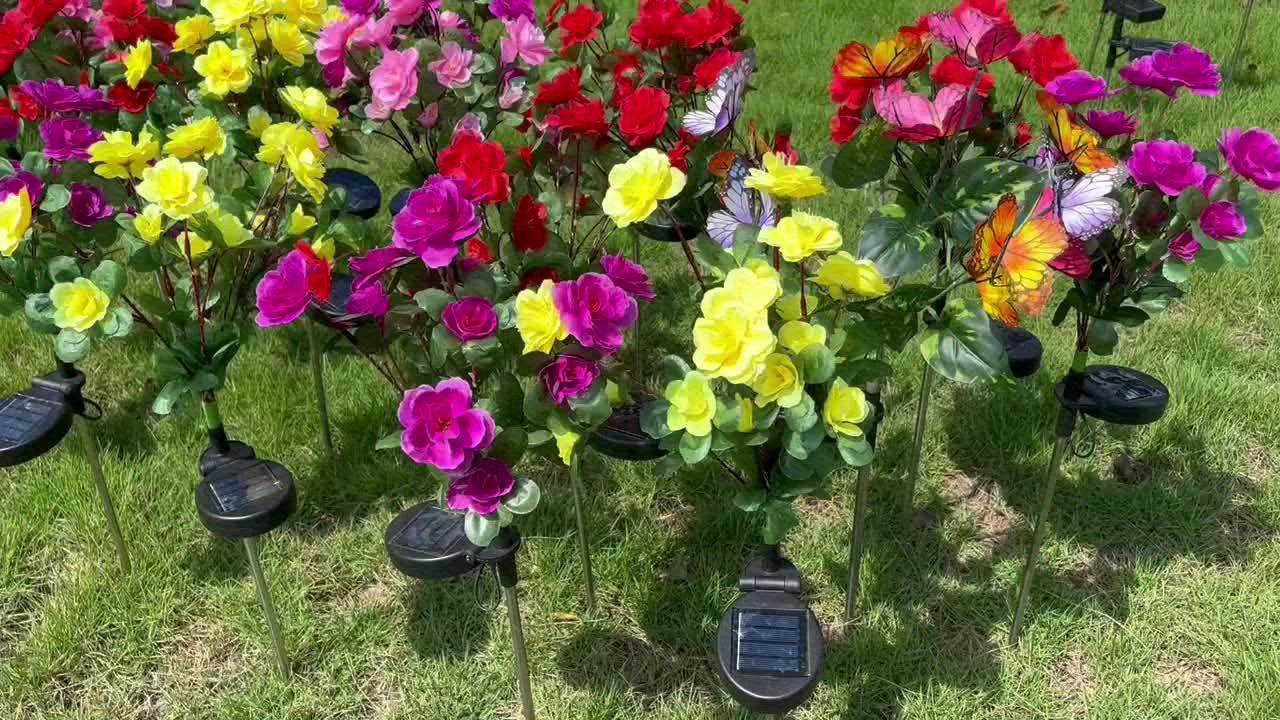 4 Pack Solar Powered Azalea Flower Garden Lights - Path Lights with Automatic On/Off, Waterproof, Energy Saving, and Decorative Design for Yard, Lawn, Patio, and Mothers Day Gardening Gifts