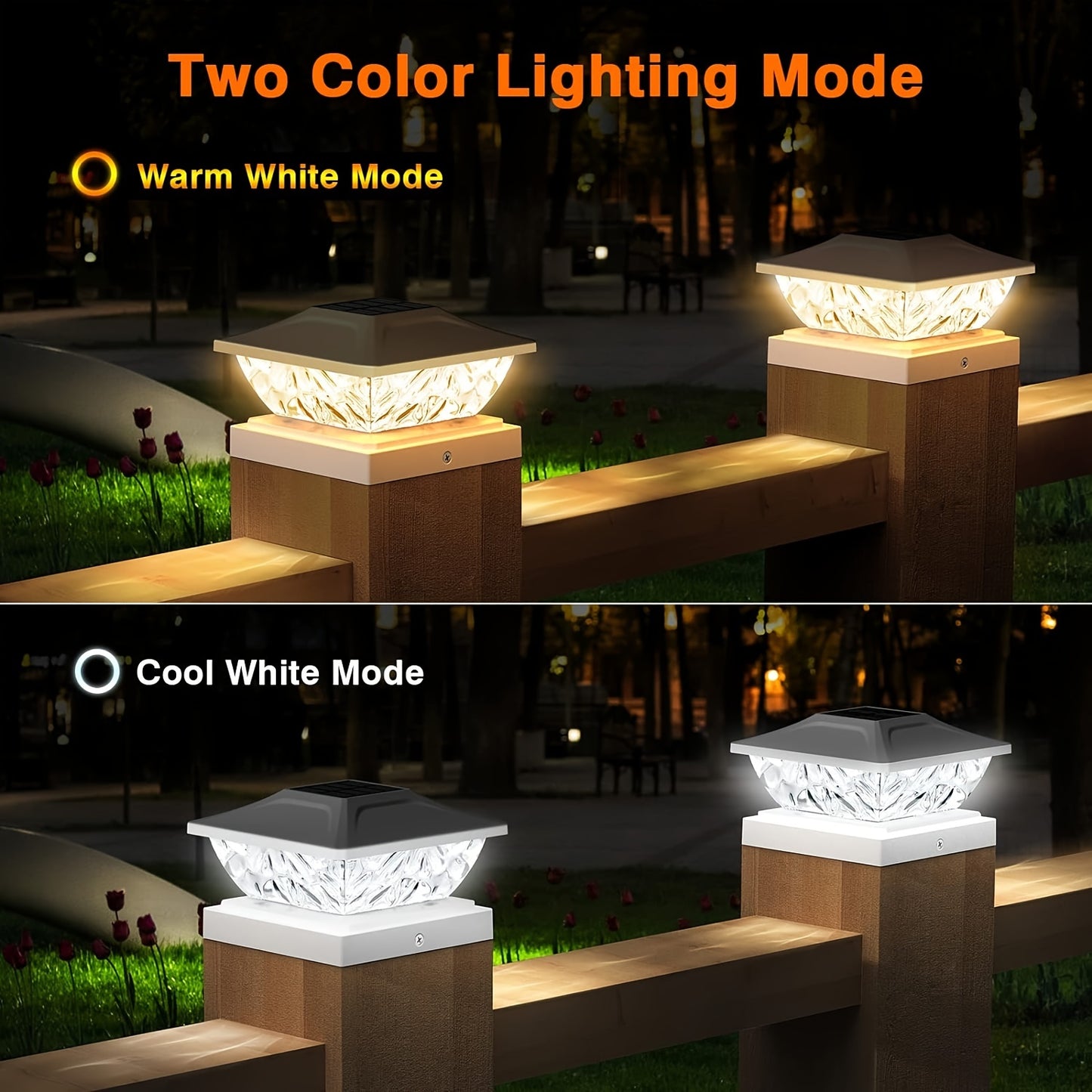 APZZLOXH Outdoor Solar Lamp-8 Pieces Installed-12 Pieces Installed 2 Models Solar Fence Lamp, Suitable For 4x44.5 X4.55x5 Wood Vinyl Column, Solar Deck Lamp Suitable For Front Porch Terrace Decoration, Warm White And Cool Whi