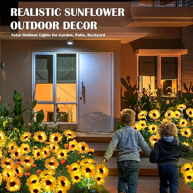 4 Pack Solar Garden Lights, Sunflower Outdoor Solar Lights For Outside With Lifelike Bigger Sunflower & Bright 24 LED, Solar Powered Outdoor Lights For Yard Pathway Garden Decor