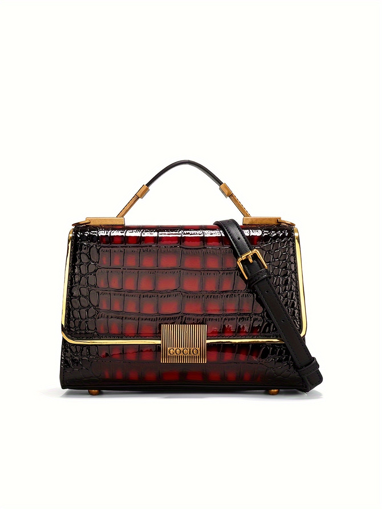 New Classic Luxury Style Satchel Bag, Trendy Women's Flap Handbag With Crocodile Pattern