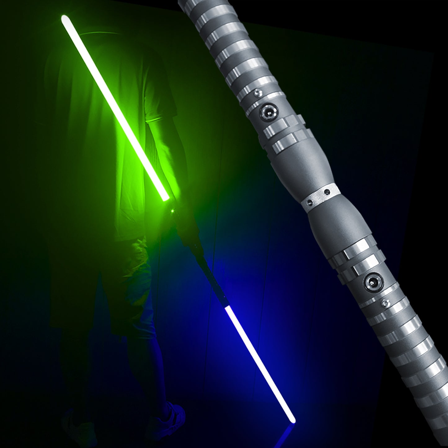 Halloween Gift, 2pcs Dueling FX Gray Sabers, 78.34 Inch Double Balde Swords, 16 Colors, LED High Light, Duel Metal Hilt, Removable Blade, 4 Modes & Sounds, FOC, Party Cosplay Props