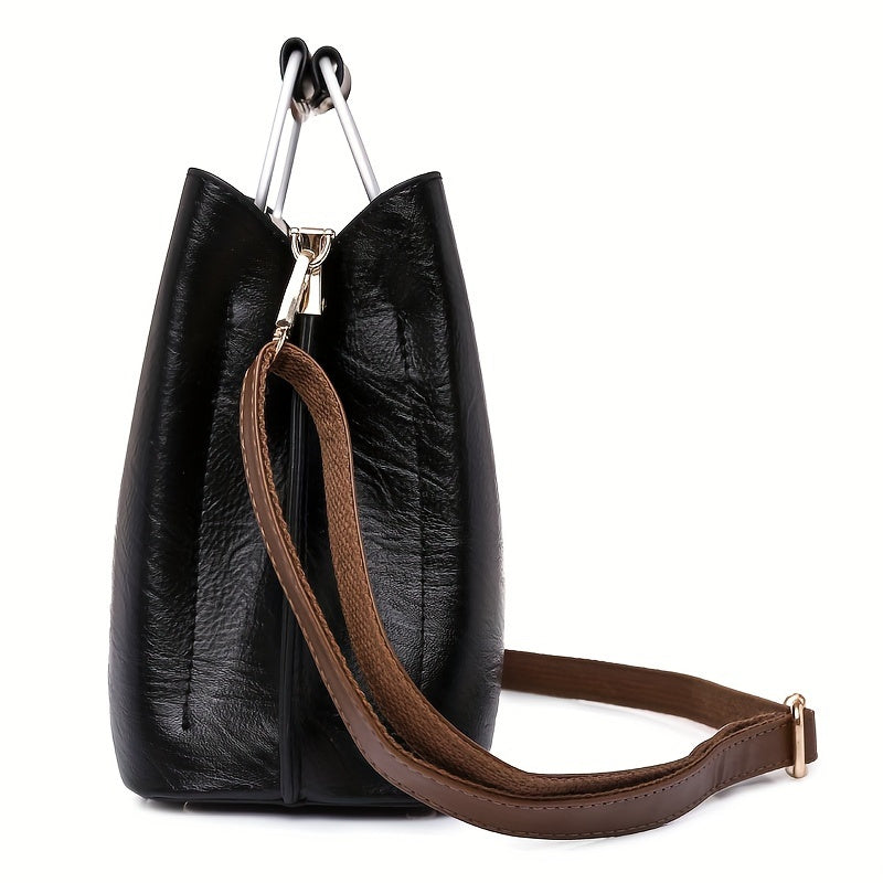 Women's Retro Style Handbag, Stylish Crossbody Bag, PU Leather Shoulder Purse For Daily Use