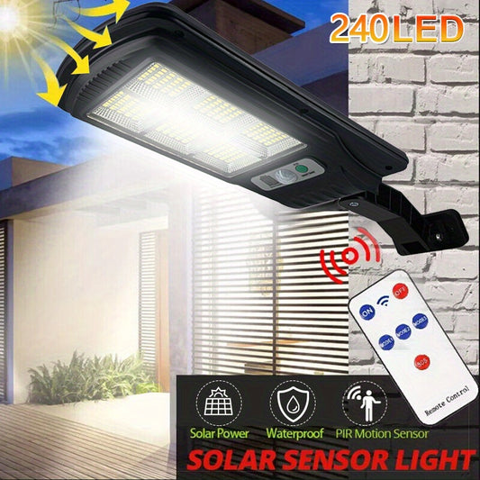 2 PCS Solar Wall Lights Outdoor Waterproof, 240 LED Solar Street Lights Outdoor Motion Sensor with Remote Control, 3 Modes Solar Lights for Outside Yard, Garden, Path & Parking Lot