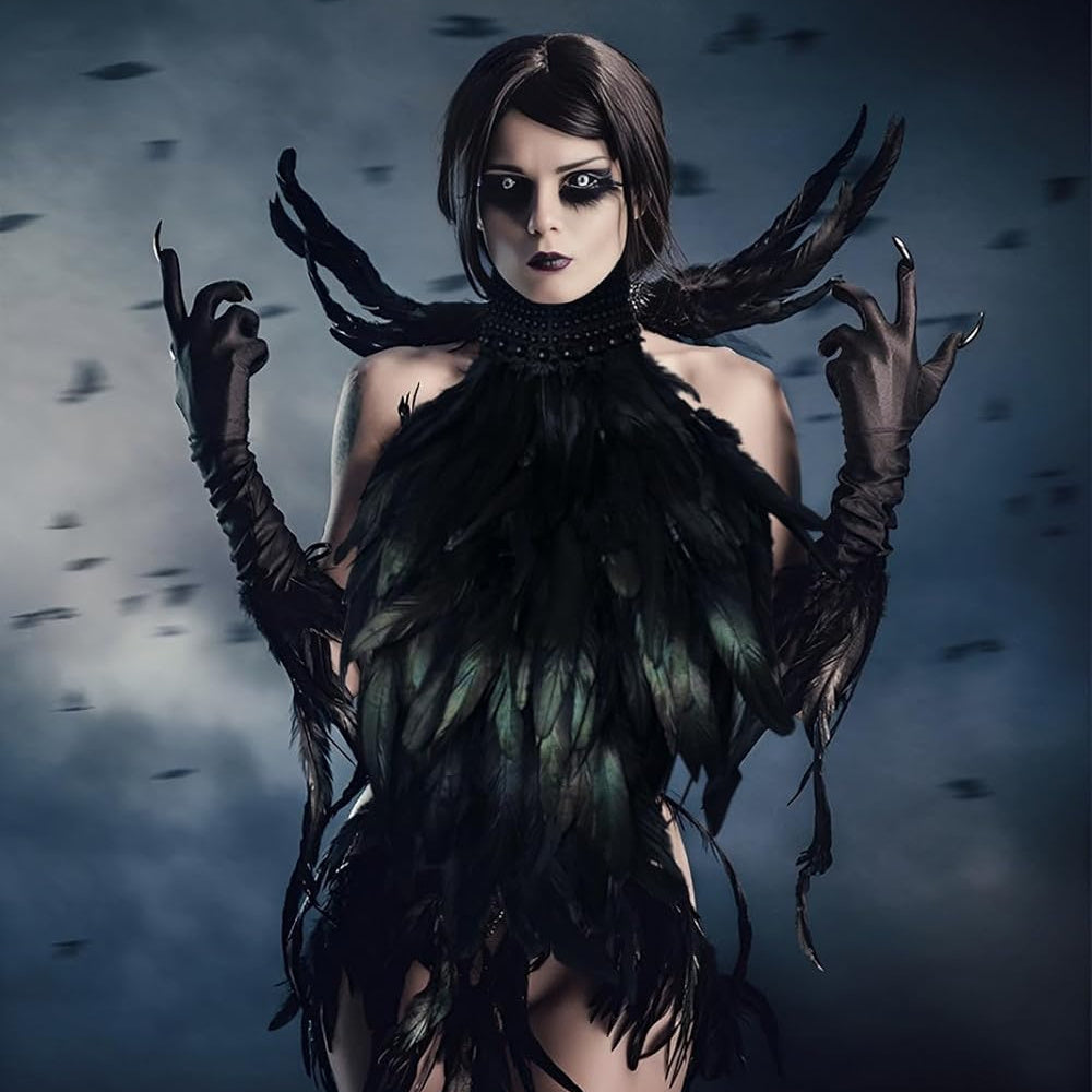 HOMELEX Feather Cape Shawl Costume Witch Wings Collar Adult Crow Neck