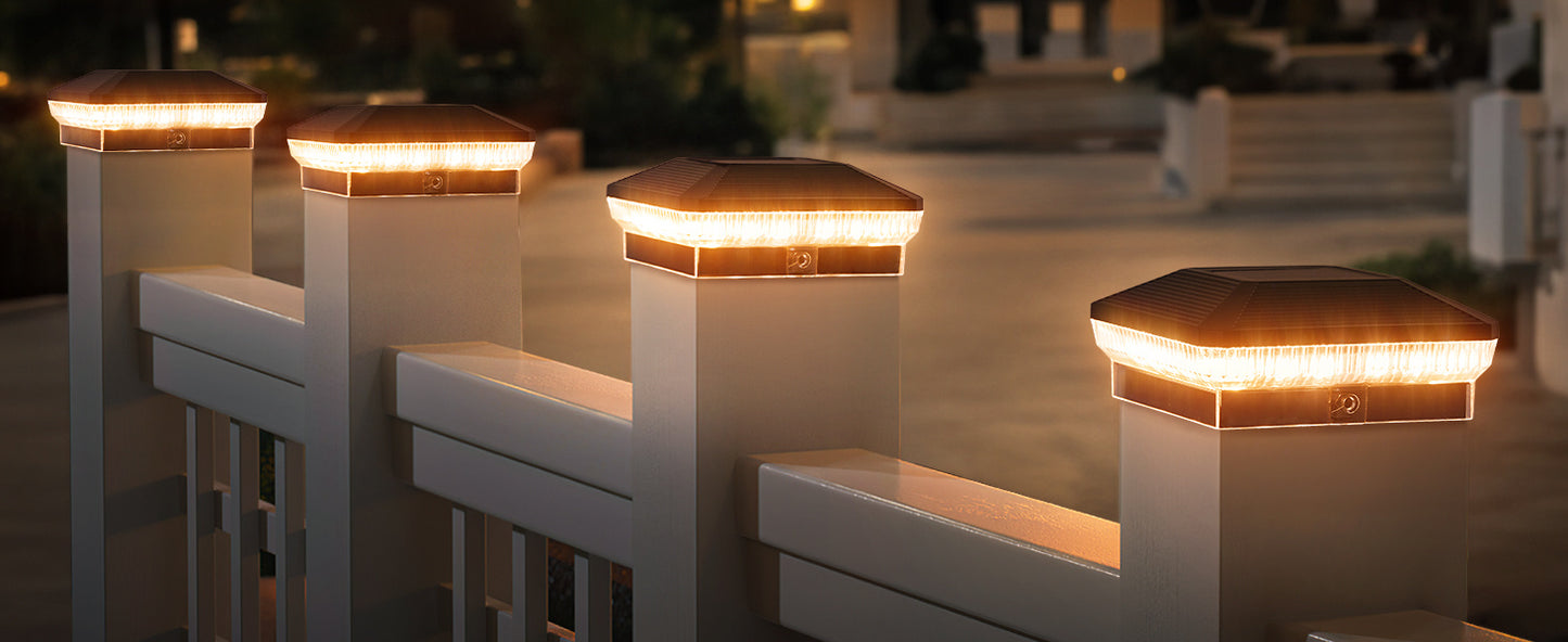 6/12 Pack 4x4 Solar Post Lights Outdoor, 40 LEDs 30 Lumens Fence Post Solar Lights Outdoor With 3 Modes, Solar Powered Deck Fence Post Lights, Solar Post Cap Lights For Vinyl Wooden Post