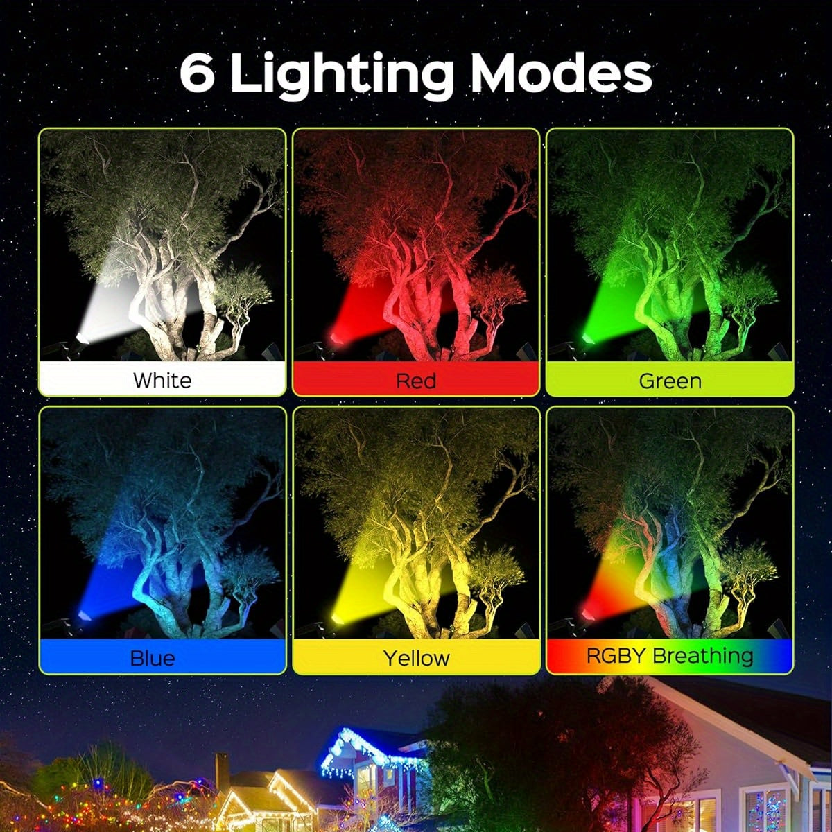 JACKYLED Solar Spot Lights Outdoor, Color Changing Spotlight RGB Landscape Spotlights Waterproof, Solar Lights for Yard/Garden/Walkway/Christmas, 6 Modes Auto On/Off 2 Pack