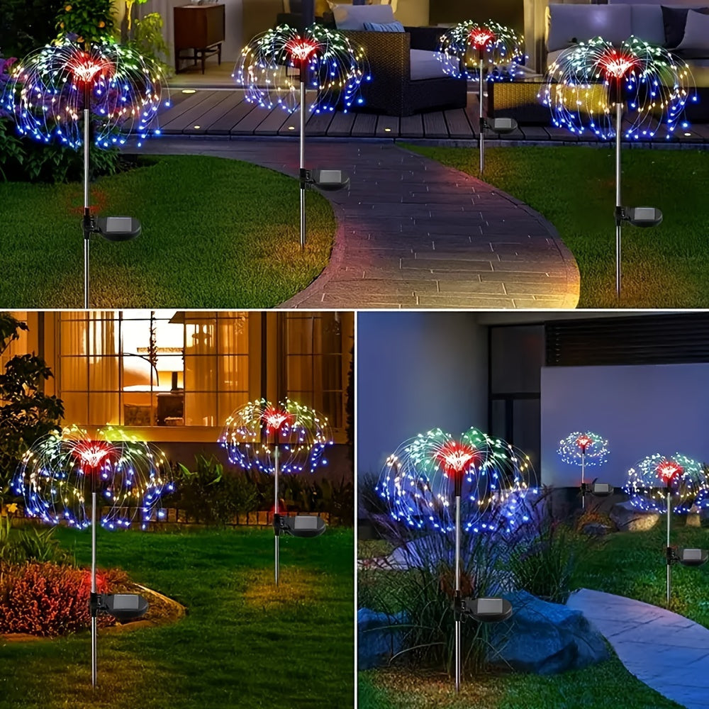 4 Set Of 8 Modes 200 LED Solar Lawn Lights, Solar Fireworks Lights, Fairy Lights, Home Decoration, Bedroom Decoration. Eid Al-Adha Mubarak