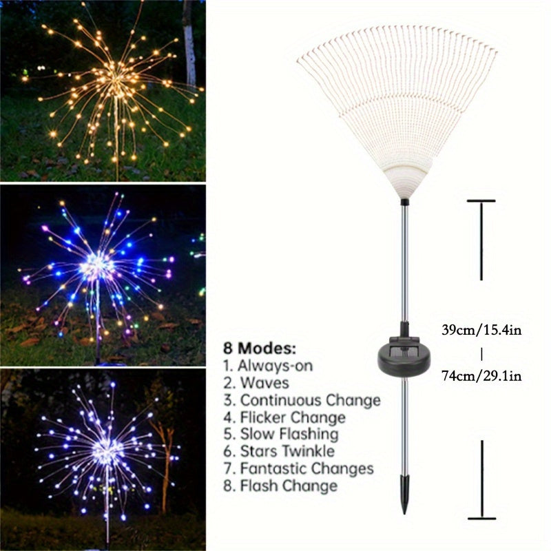 4 Set Of 8 Modes 200 LED Solar Lawn Lights, Solar Fireworks Lights, Fairy Lights, Home Decoration, Bedroom Decoration. Eid Al-Adha Mubarak