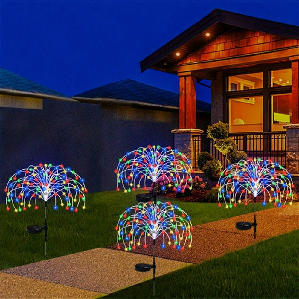 4 Set Of 8 Modes 200 LED Solar Lawn Lights, Solar Fireworks Lights, Fairy Lights, Home Decoration, Bedroom Decoration. Eid Al-Adha Mubarak