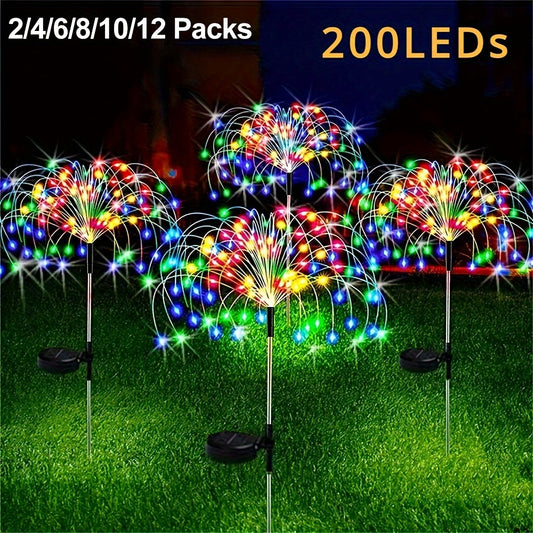 4 Set Of 8 Modes 200 LED Solar Lawn Lights, Solar Fireworks Lights, Fairy Lights, Home Decoration, Bedroom Decoration. Eid Al-Adha Mubarak