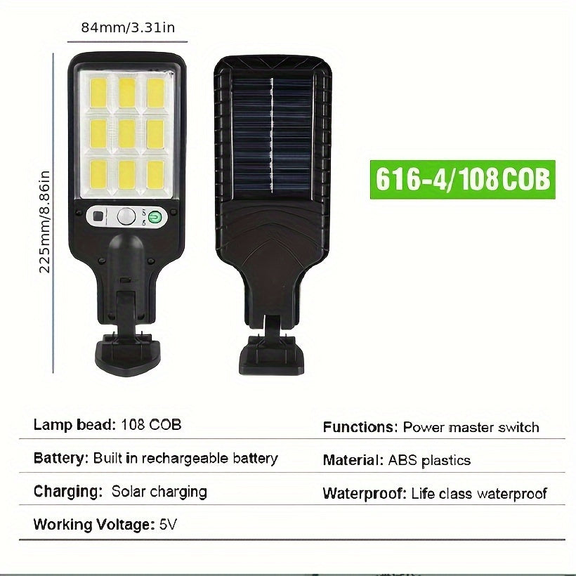 Solar Sensor Street Lamp Outdoor Lights with 3 Lighting Modes, Waterproof Motion Sensor Security Lighting, Remote Control Included,