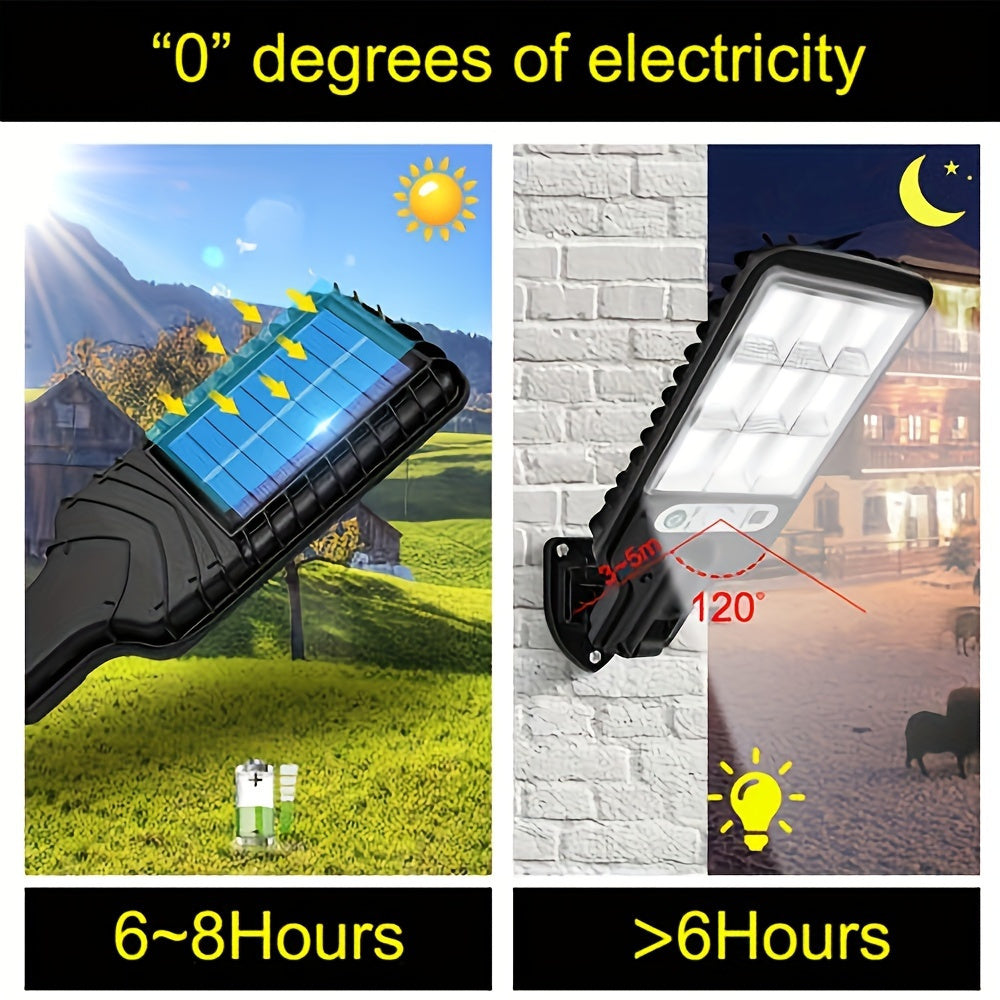 Solar Sensor Street Lamp Outdoor Lights with 3 Lighting Modes, Waterproof Motion Sensor Security Lighting, Remote Control Included,