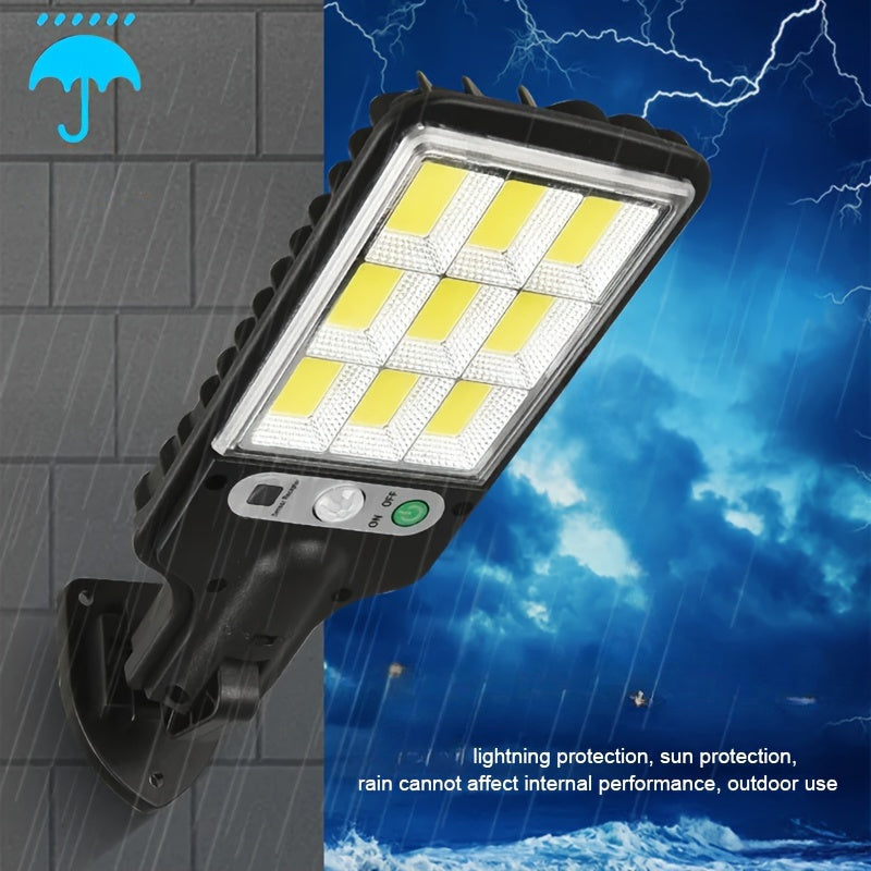 Solar Sensor Street Lamp Outdoor Lights with 3 Lighting Modes, Waterproof Motion Sensor Security Lighting, Remote Control Included,