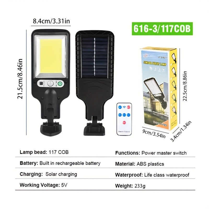 2/ 4/ 8pcs Solar Street Lights 117COB Outdoor Solar Lamp 3 Light Modes Waterproof Motion Sensor Security Lighting for Garden Patio Path