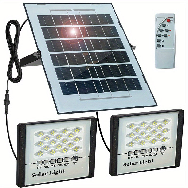 6500K Solar Lights Outdoor Dusk to Dawn Solar Lights Remote With Control 16.4FT, Solar Panel, 144 LED Lights Waterproof for Flag Pole Shed Barn Pool Business Sign Security Lights