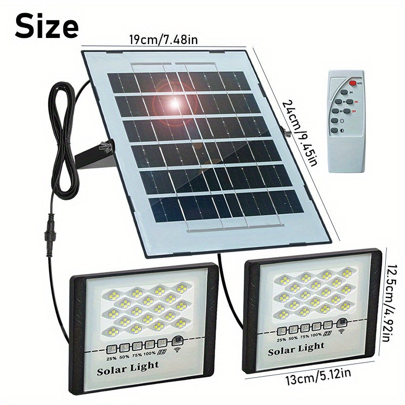 6500K Solar Lights Outdoor Dusk to Dawn Solar Lights Remote With Control 16.4FT, Solar Panel, 144 LED Lights Waterproof for Flag Pole Shed Barn Pool Business Sign Security Lights