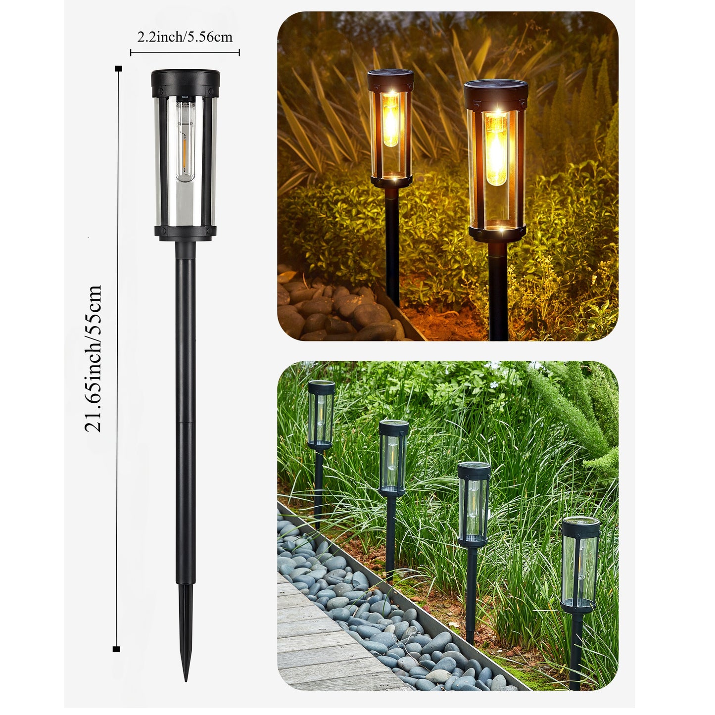 6 pcs Solar Pathway Lights Outdoor, Solar Path Outdoor Up to 12Hrs, Waterproof Auto On/ Off Solar Garden Lights for Walkway Driveway Lawn Sidewalk Patio Yard