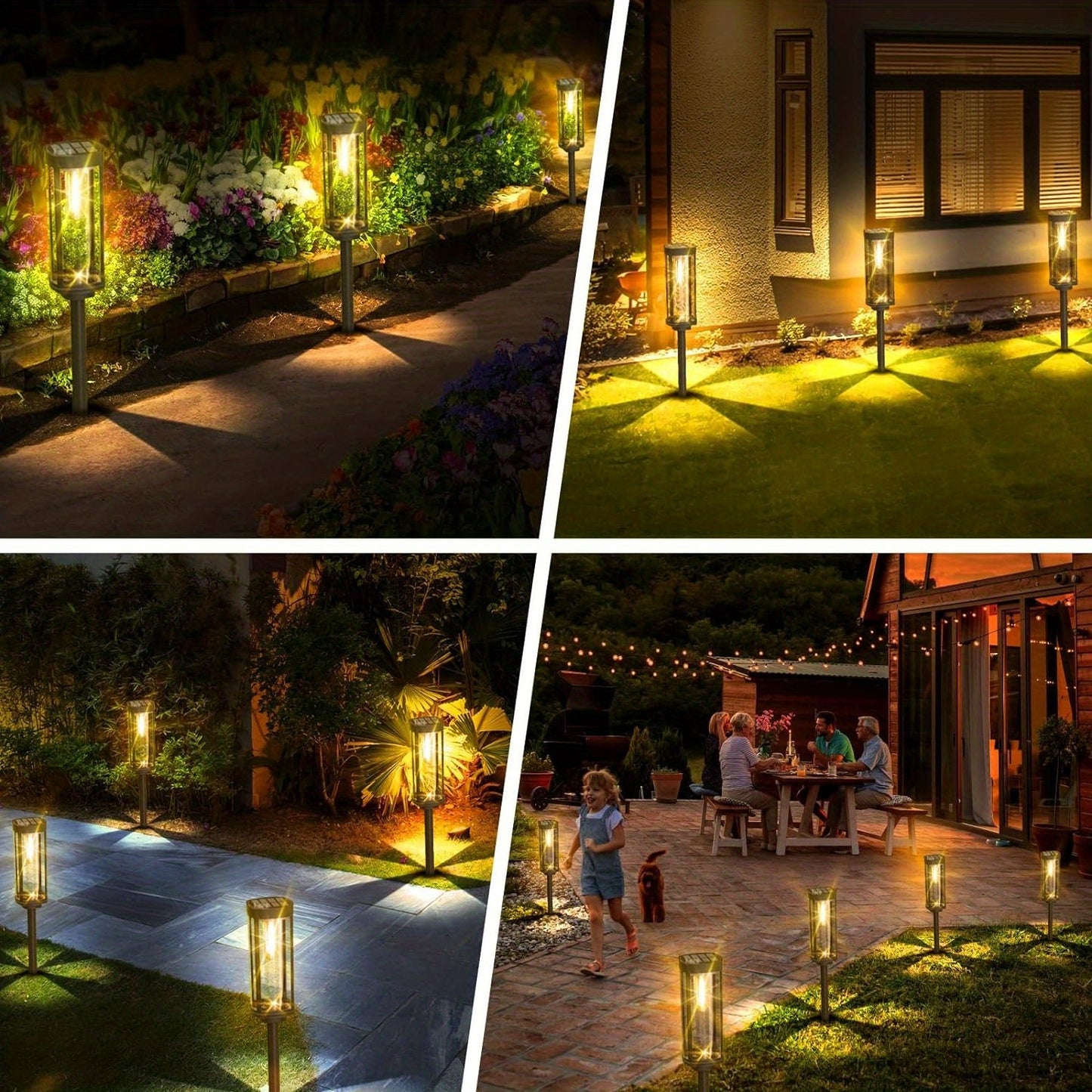 6 pcs Solar Pathway Lights Outdoor, Solar Path Outdoor Up to 12Hrs, Waterproof Auto On/ Off Solar Garden Lights for Walkway Driveway Lawn Sidewalk Patio Yard