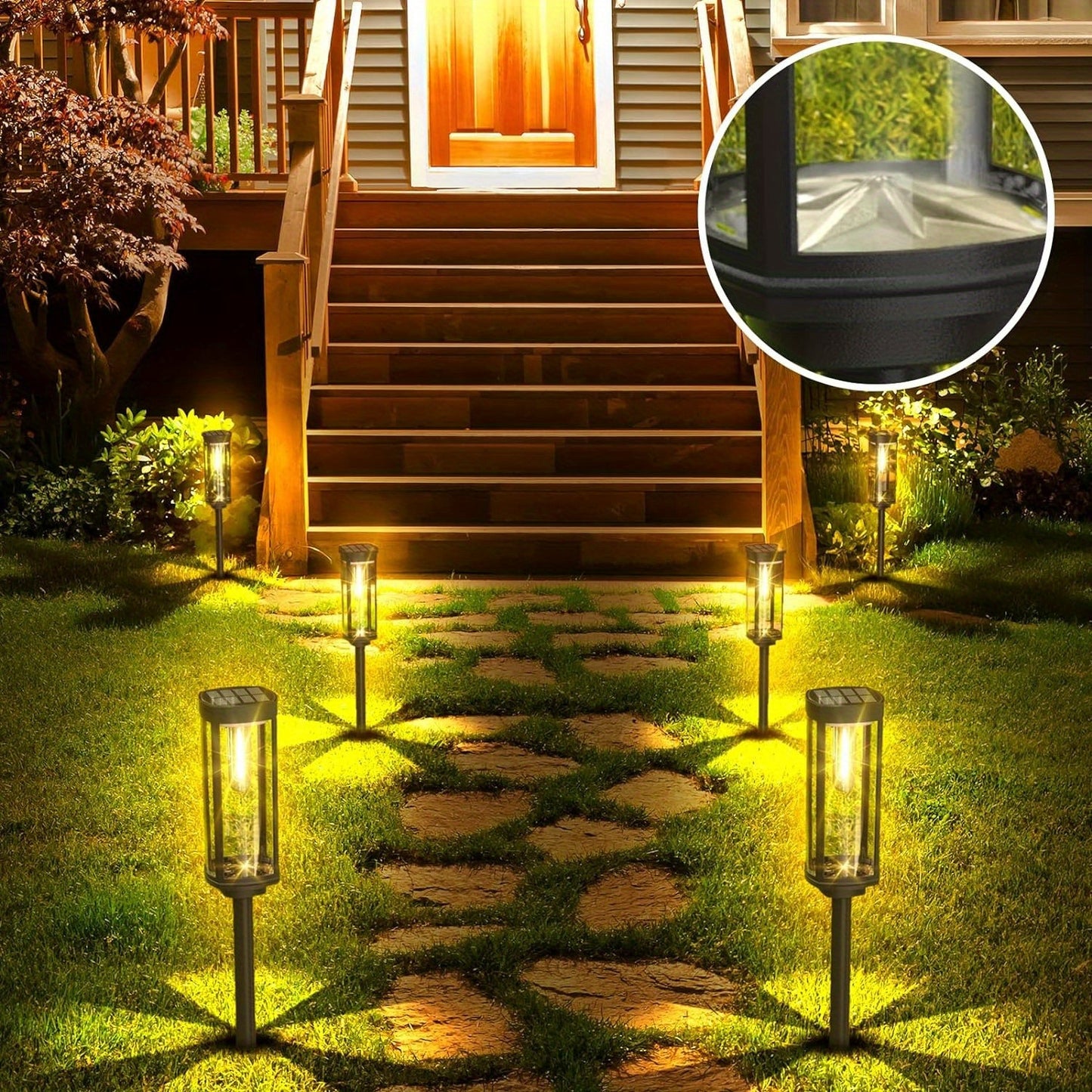 6 pcs Solar Pathway Lights Outdoor, Solar Path Outdoor Up to 12Hrs, Waterproof Auto On/ Off Solar Garden Lights for Walkway Driveway Lawn Sidewalk Patio Yard