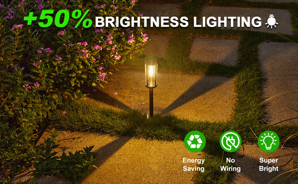 6 pcs Solar Pathway Lights Outdoor, Solar Path Outdoor Up to 12Hrs, Waterproof Auto On/ Off Solar Garden Lights for Walkway Driveway Lawn Sidewalk Patio Yard