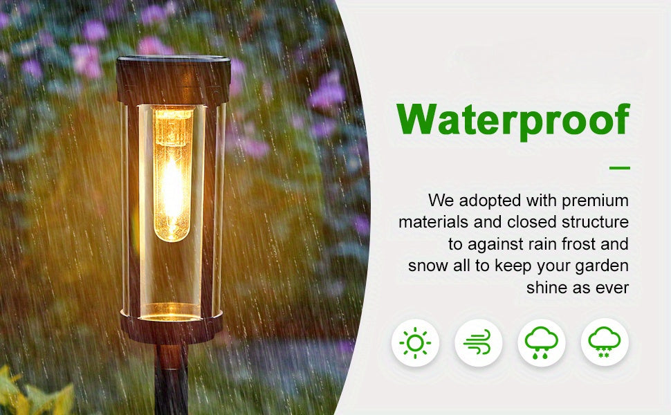 6 pcs Solar Pathway Lights Outdoor, Solar Path Outdoor Up to 12Hrs, Waterproof Auto On/ Off Solar Garden Lights for Walkway Driveway Lawn Sidewalk Patio Yard