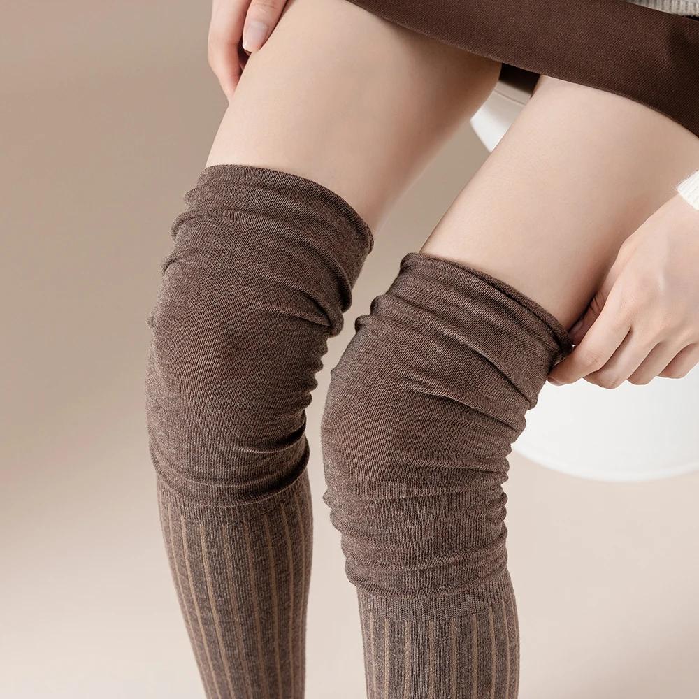 4 Pairs Solid Thigh High Socks, Comfy Breathable Simple Over The Knee Socks, Women's Stockings & Hosiery