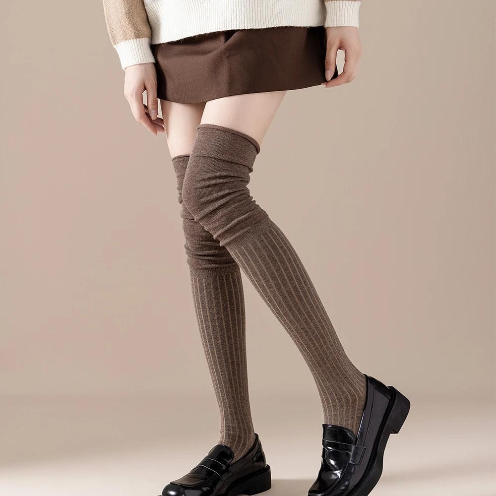 4 Pairs Solid Thigh High Socks, Comfy Breathable Simple Over The Knee Socks, Women's Stockings & Hosiery