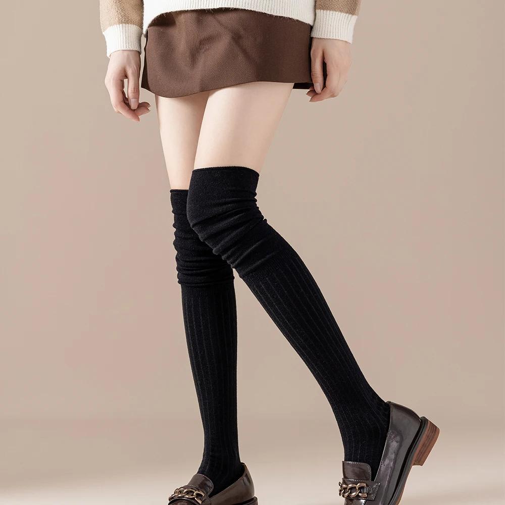 4 Pairs Solid Thigh High Socks, Comfy Breathable Simple Over The Knee Socks, Women's Stockings & Hosiery