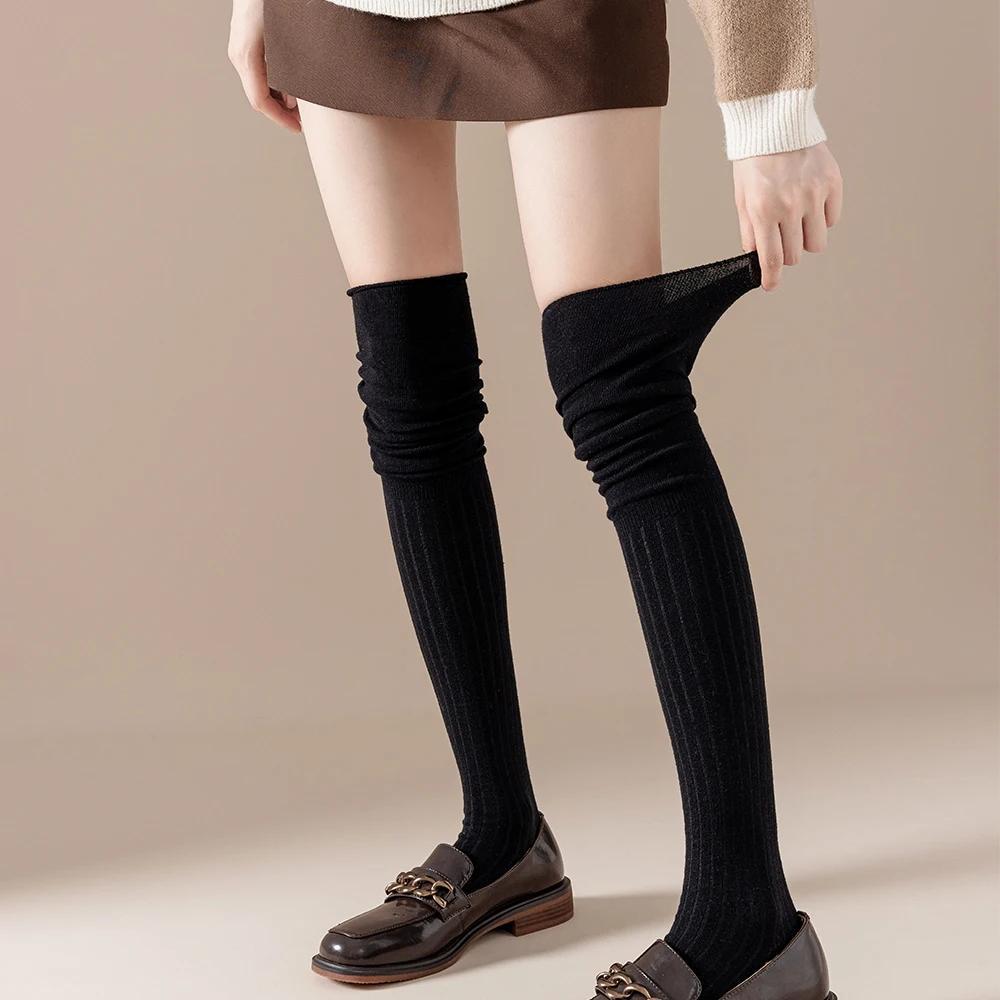 4 Pairs Solid Thigh High Socks, Comfy Breathable Simple Over The Knee Socks, Women's Stockings & Hosiery