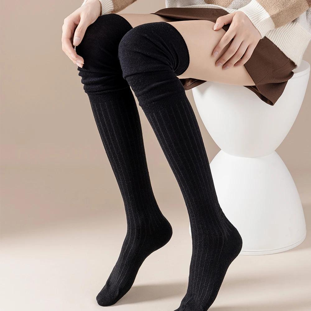 4 Pairs Solid Thigh High Socks, Comfy Breathable Simple Over The Knee Socks, Women's Stockings & Hosiery