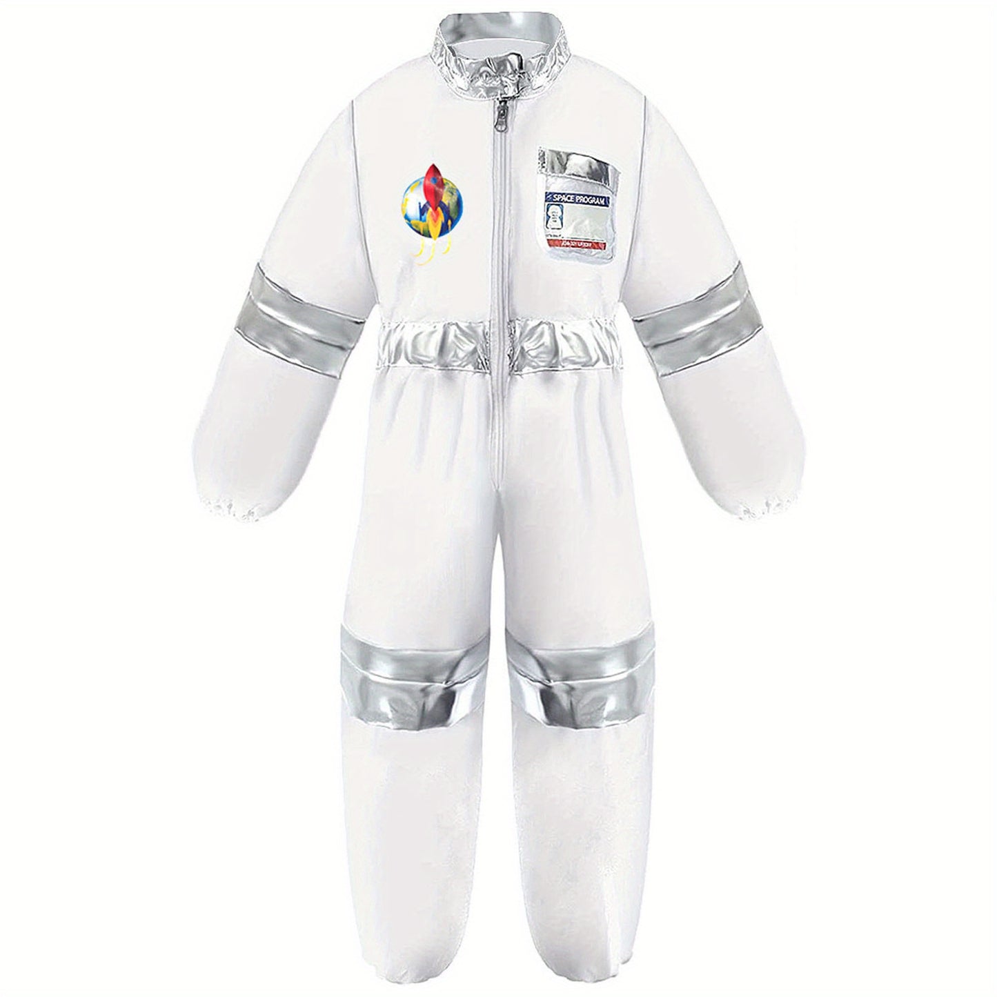 Halloween Costume Astronaut Jumpsuit with Hat Badge Gloves Set for Role-Playing Party Cosplay Outfit