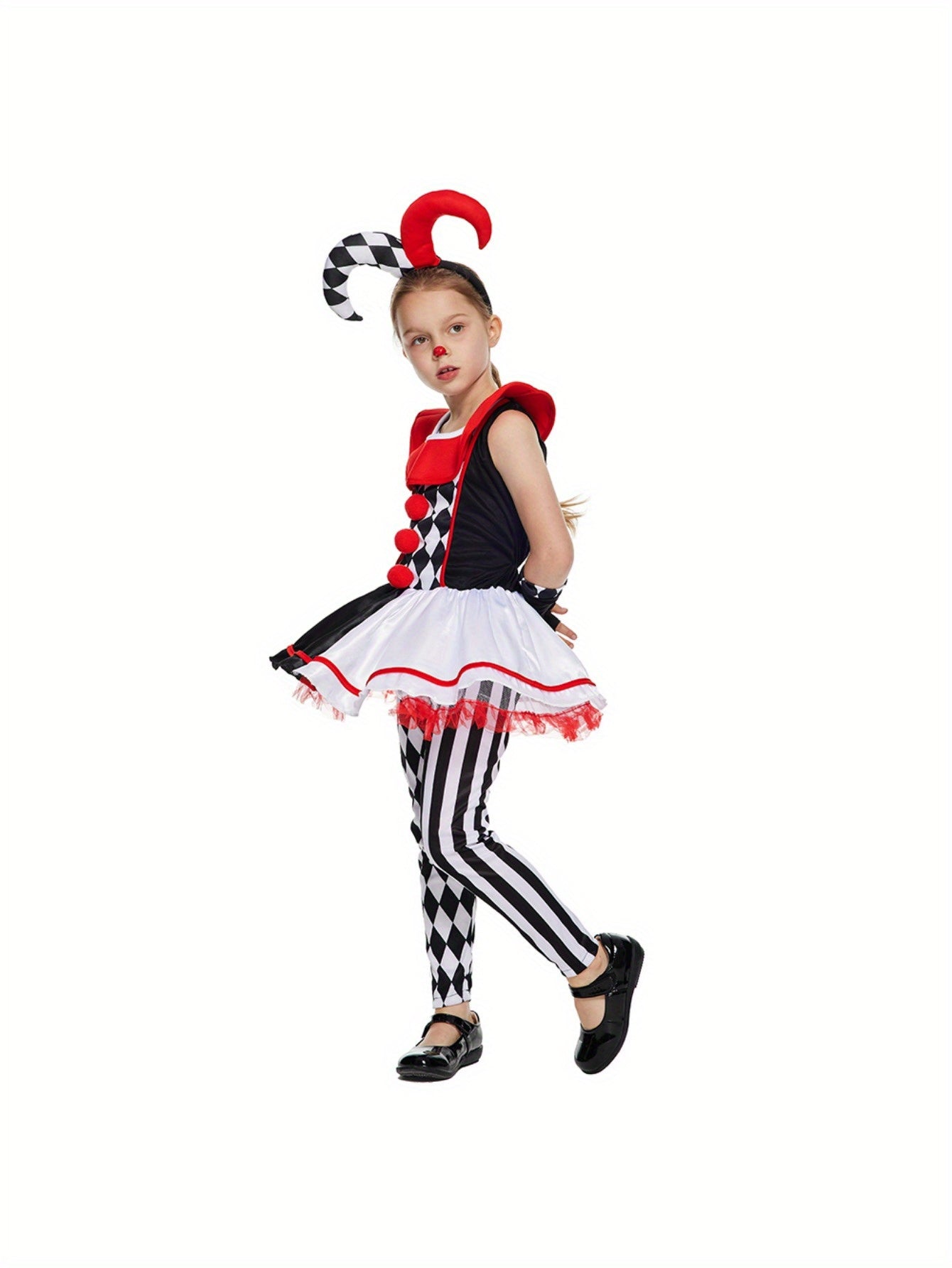 EraSpooky Girl's Halloween Killer Clown Costume with Headpiece and Gloves