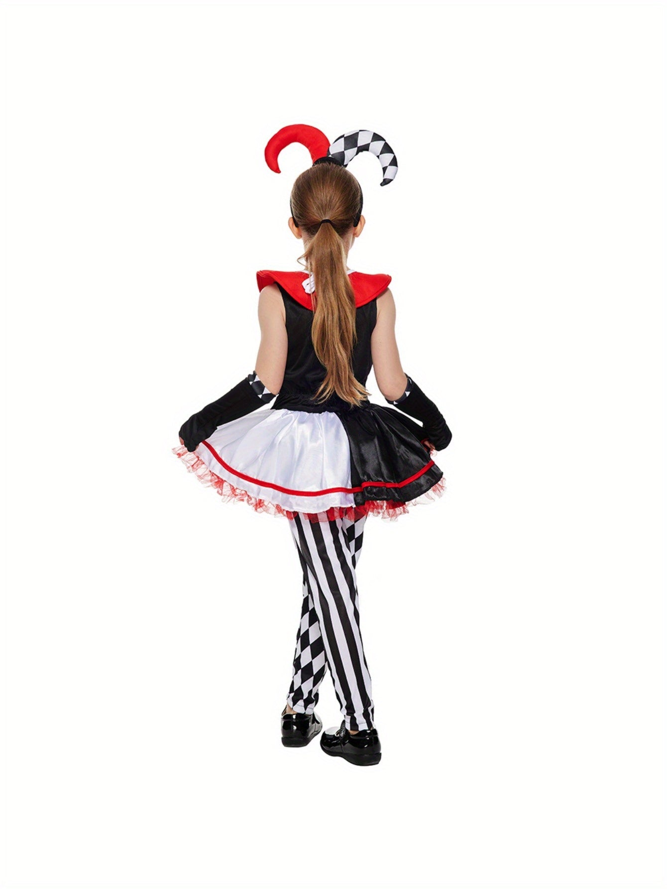 EraSpooky Girl's Halloween Killer Clown Costume with Headpiece and Gloves