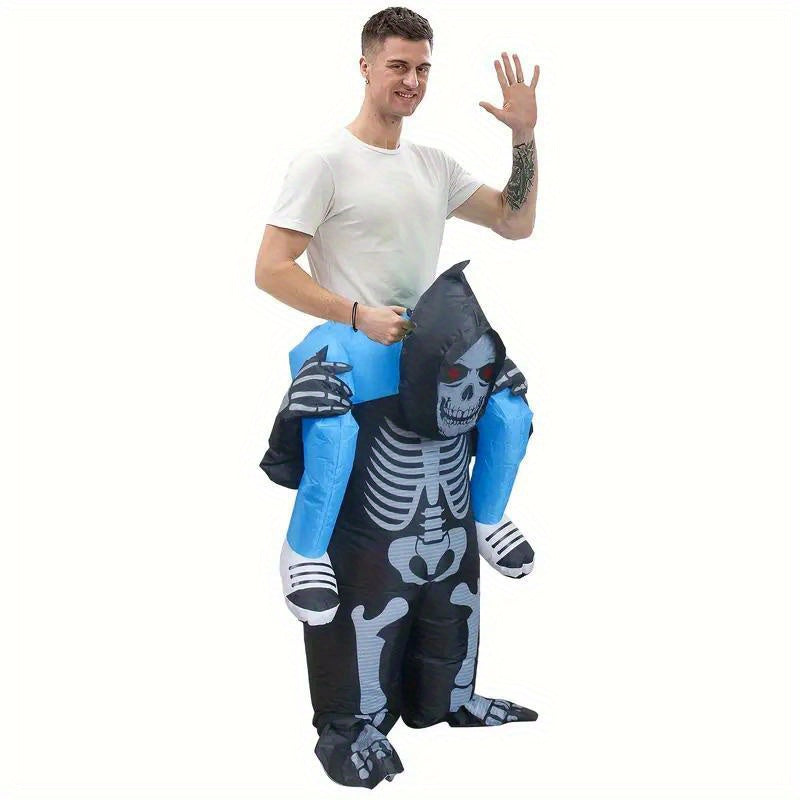 Halloween and Christmas Cosplay-Inflatable Skeleton Carry Me On The Shoulder Costume Ride Costumes Air Blow Up Suit Party Dress Halloween Cosplay Adult Size