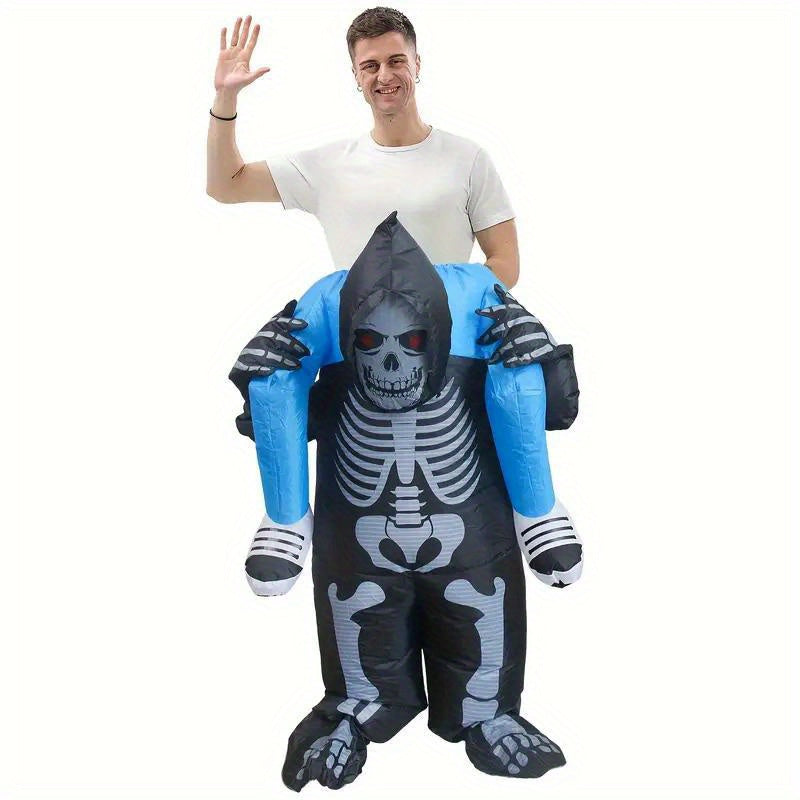 Halloween and Christmas Cosplay-Inflatable Skeleton Carry Me On The Shoulder Costume Ride Costumes Air Blow Up Suit Party Dress Halloween Cosplay Adult Size