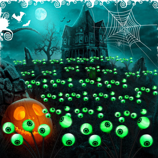 2/ 4/ 6/ 8/ 10 Scary Eyeball Swaying Solar Path Lights, Solar Landscape Lights Outdoor Halloween Decorations, for Yard Garden Halloween Decor Lighting, Green Halloween Solar Lights