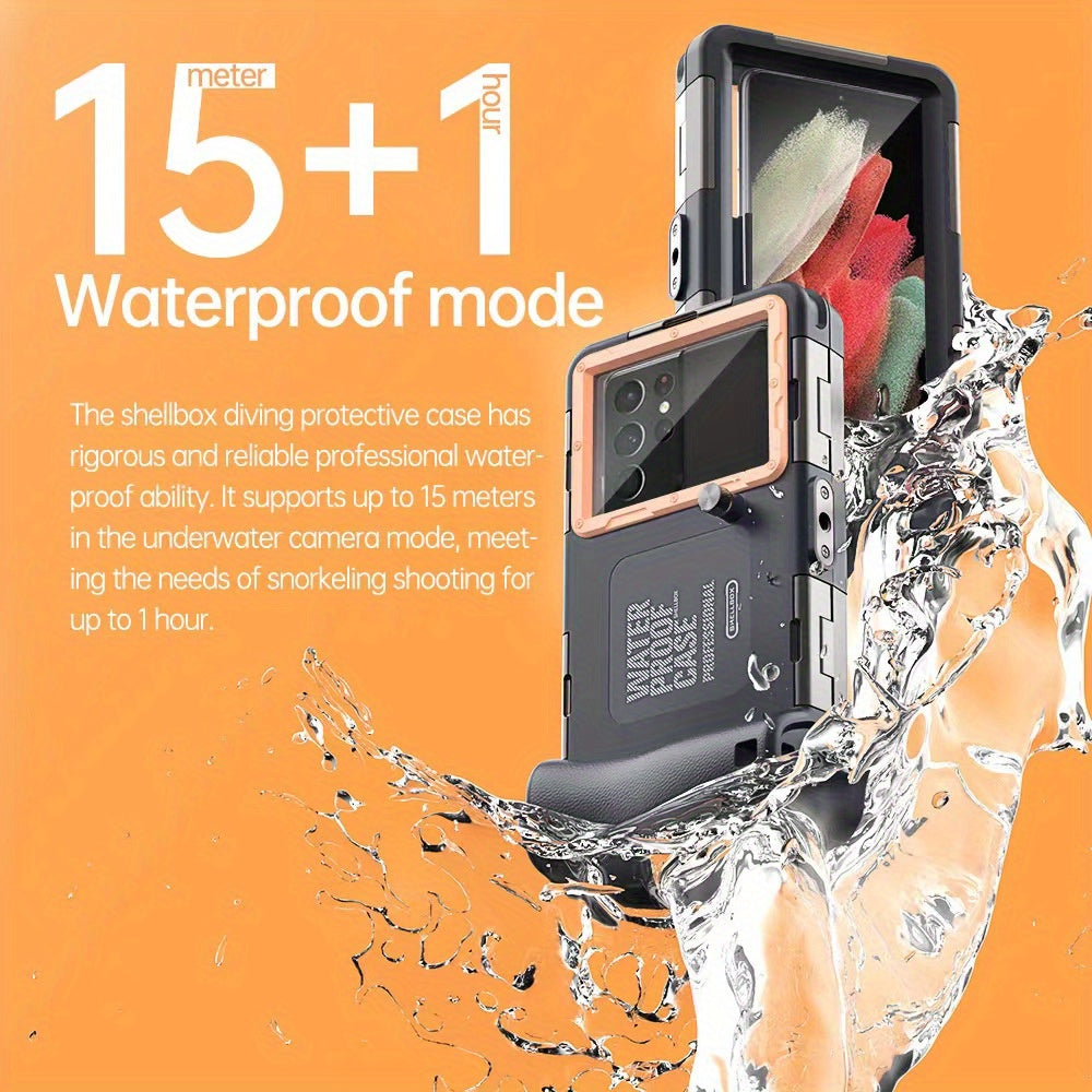 1pc Phone Case With 15m Diving Waterproof Universal Diving Underwater Case Photo Video For iPhone 14/13/12/11 Pro Max Xr/X/Xs Case For Samsung Galaxy S22/S21/S20/S10 Ultra Plus, 50ft Waterproof Swimming Snorkeling Protective