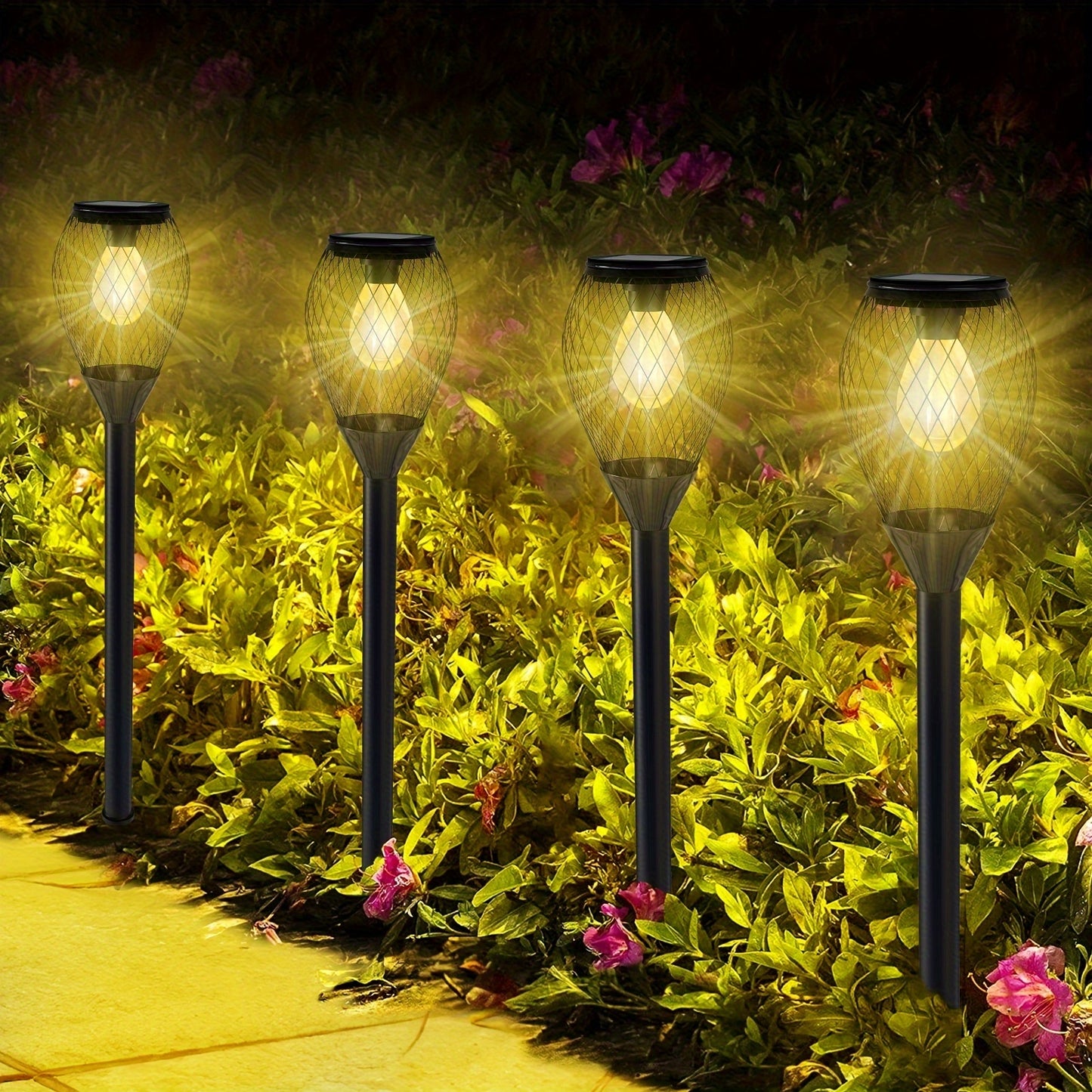 4 Pack Solar Lights Outdoor, Solar Garden Lights Outdoor, Auto On/Off LED Solar Lights Landscape Lighting Decorative For Garden, Lawn, Yard, Walkway, Driveway, Patio.