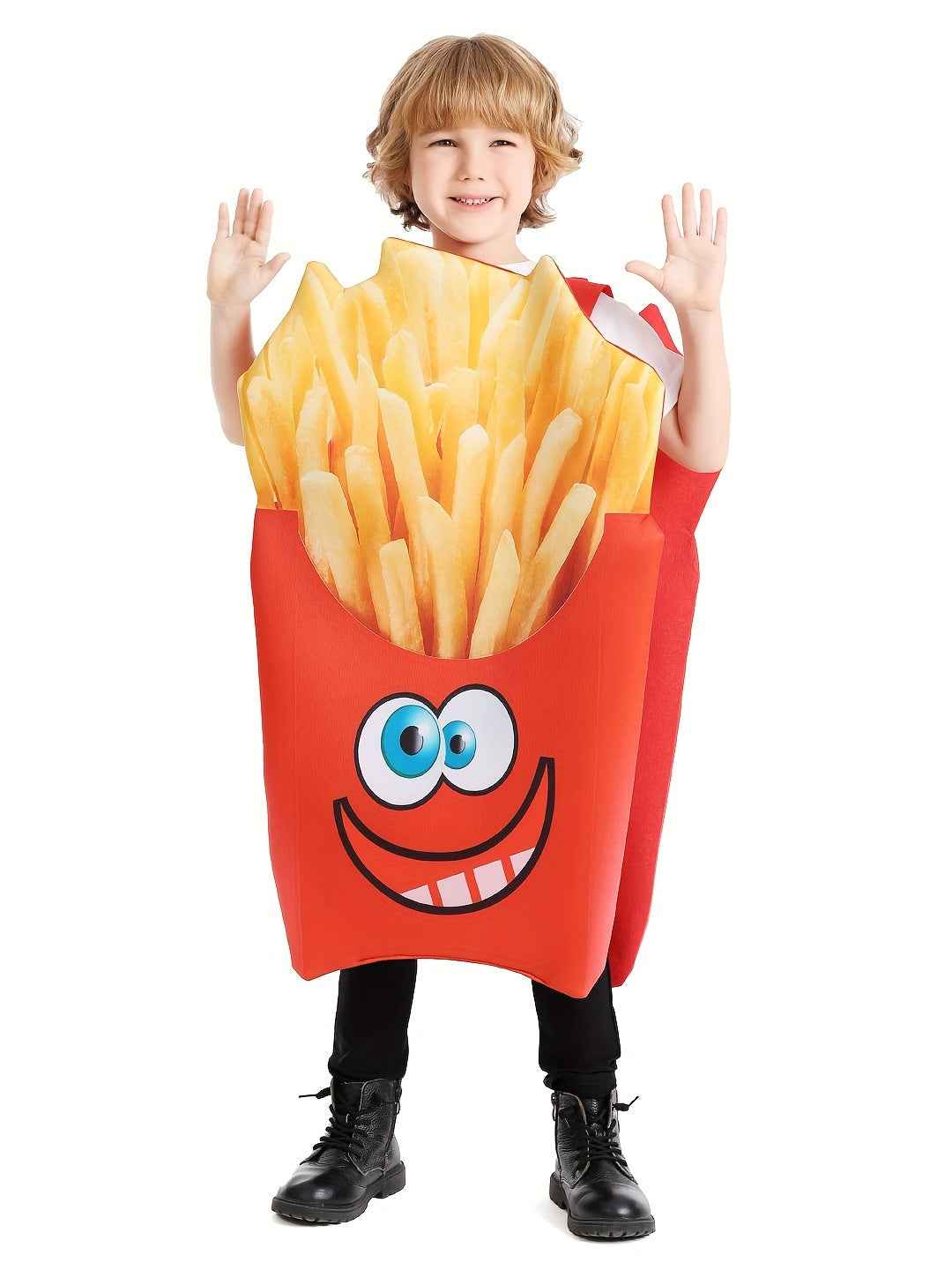 Kids' Halloween French Fries Costume - Cozy Polyester, Perfect For Parties & Photo Props, Ages 4-8