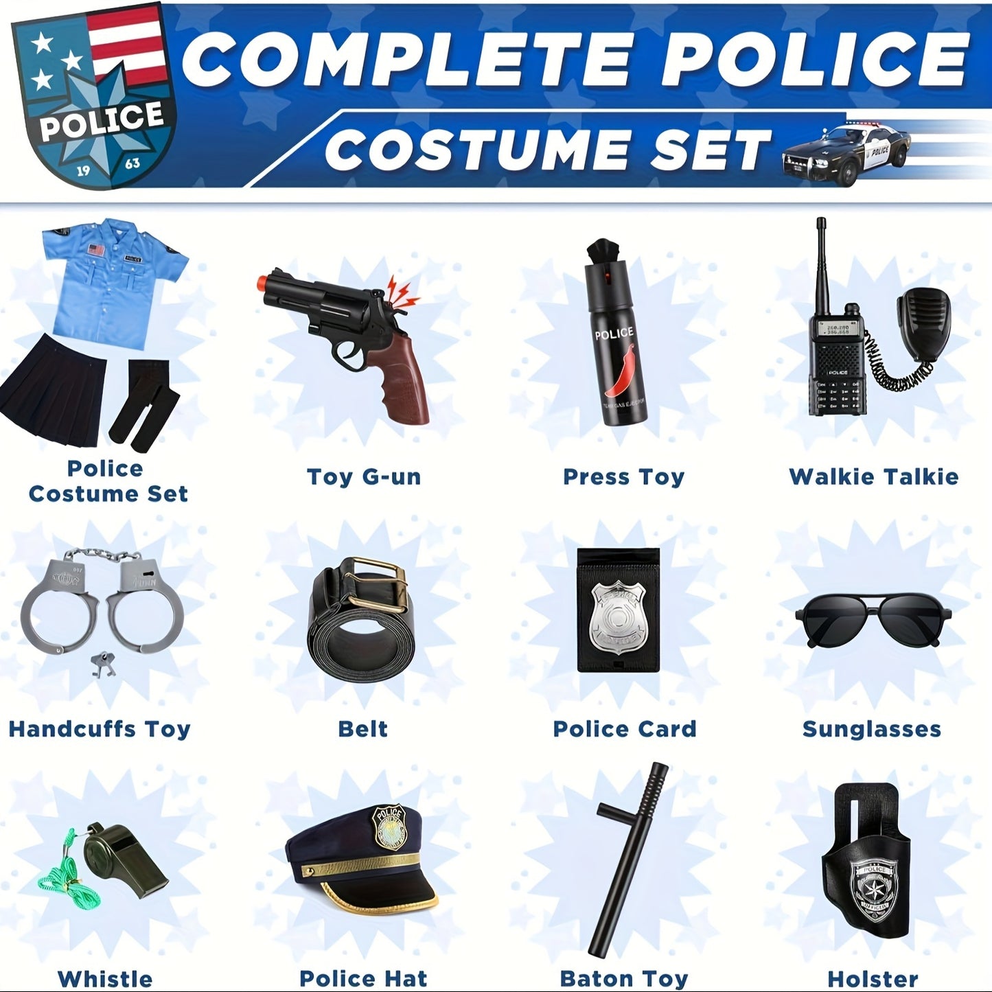 GINMIC Police Costume For Girls, Kids Police Costume, Halloween Costumes For Girls Kids 3-12 , Halloween Gift