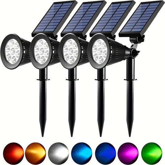 1pc Independence Day Solar Color Spot Lights Outdoor, 7 LED Color Changing Solar Outdoor Lights, Waterproof Multicolor Yard Solar Spotlights Auto On/Off For Pathway Garden Pool Patio Tree For Hotel