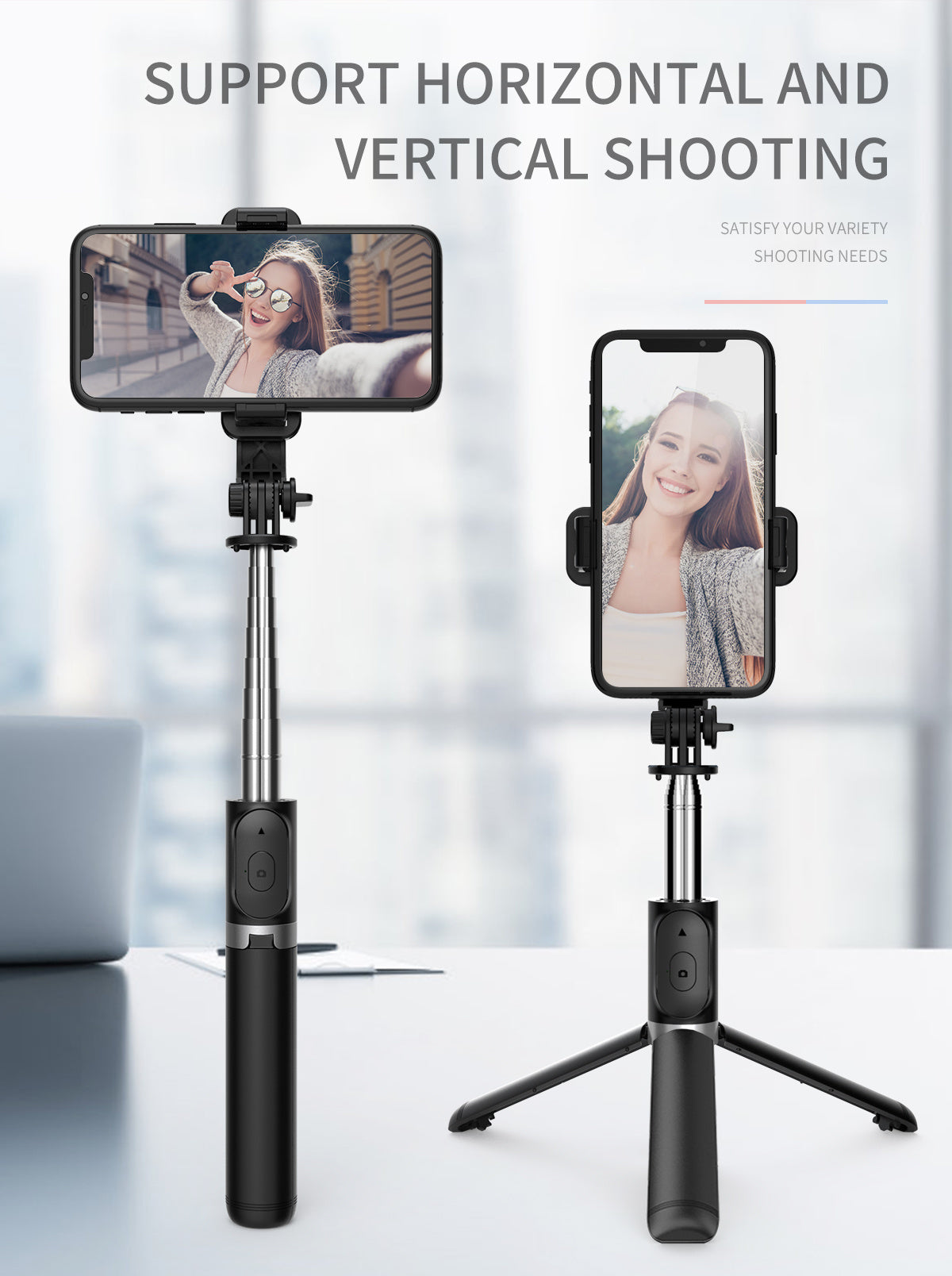 40" Extendable All-in-1 Smartphone Tripod Stand - 360° Rotation, Wireless Remote, Compact Design for iPhone 14/13/12/12 Pro/11/11 Pro/XS/XR/X/8/7 Plus, Samsung, Google, LG, Sony Smartphones