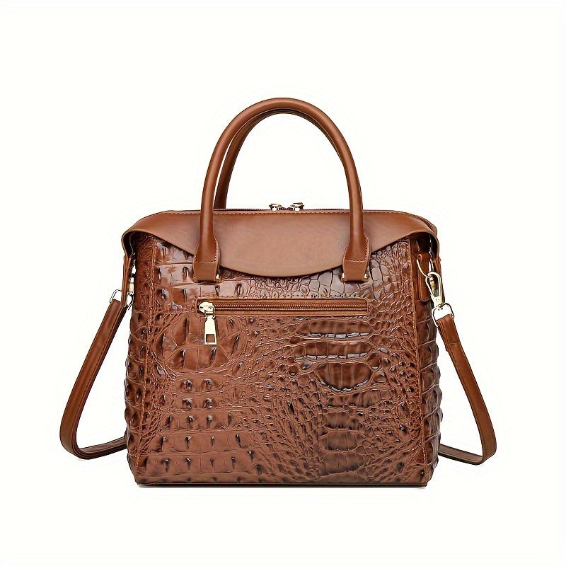 Crocodile Print Crossbody Bag, Luxury Shoulder Bag, Women's Fashion Handbag & Purse For Commute