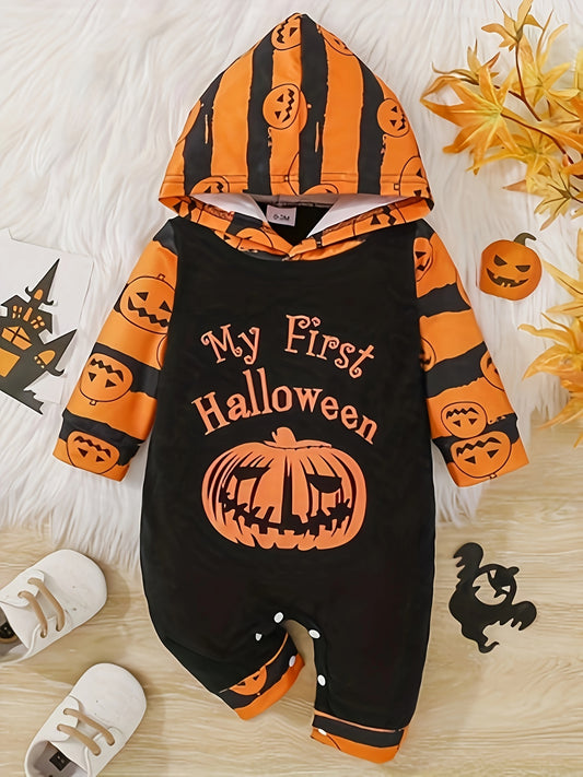 Baby Halloween Outfit First Halloween Hooded Romper One-Piece Jumpsuit For Toddler Boys Girls