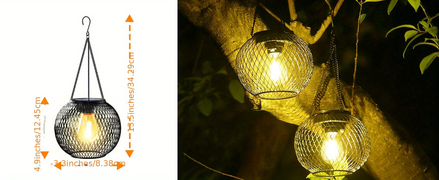 2pcs Upgrade Outdoor Solar Hanging Lights, Outdoor Garden Metal Hanging Lights, Decorative Lighting Solar Waterproof Tree Lights, For Garden Yard Yard Patio Yard Pathway