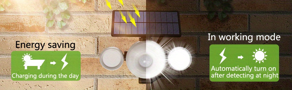 1pc Solar Outdoor Lights 88 LED, Solar Lawn Lights With Motion Sensor, 3 Adjustable Heads, 360° Lighting Wall Lights, Solar Spotlight With 2 Mounting Modes, IP65 Waterproof Solar Security Floodlight For Road Lawn Garage