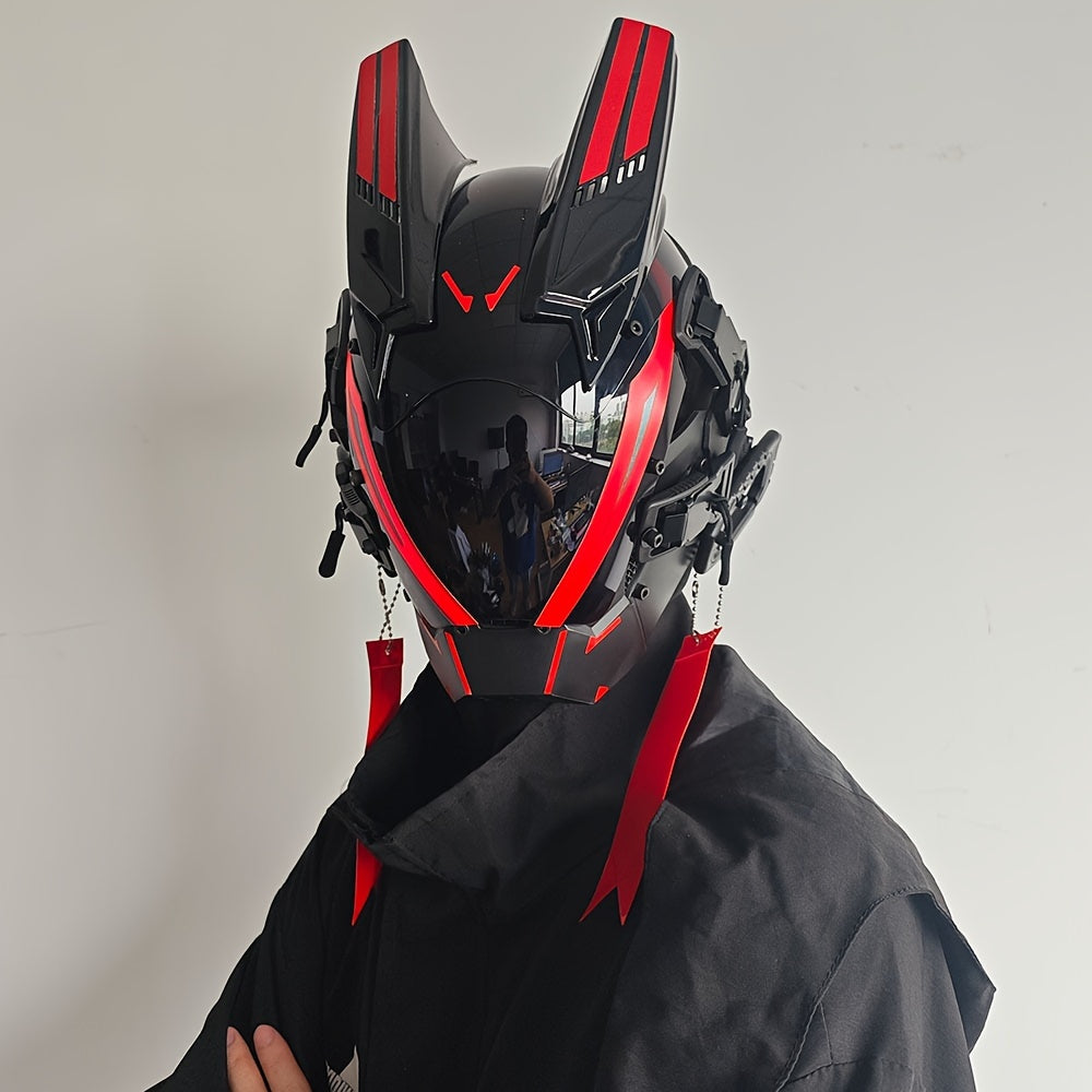 Cool And Futuristic LED Mask For Men, Plastic Cyberpunk Cosplay Accessory For Halloween Party