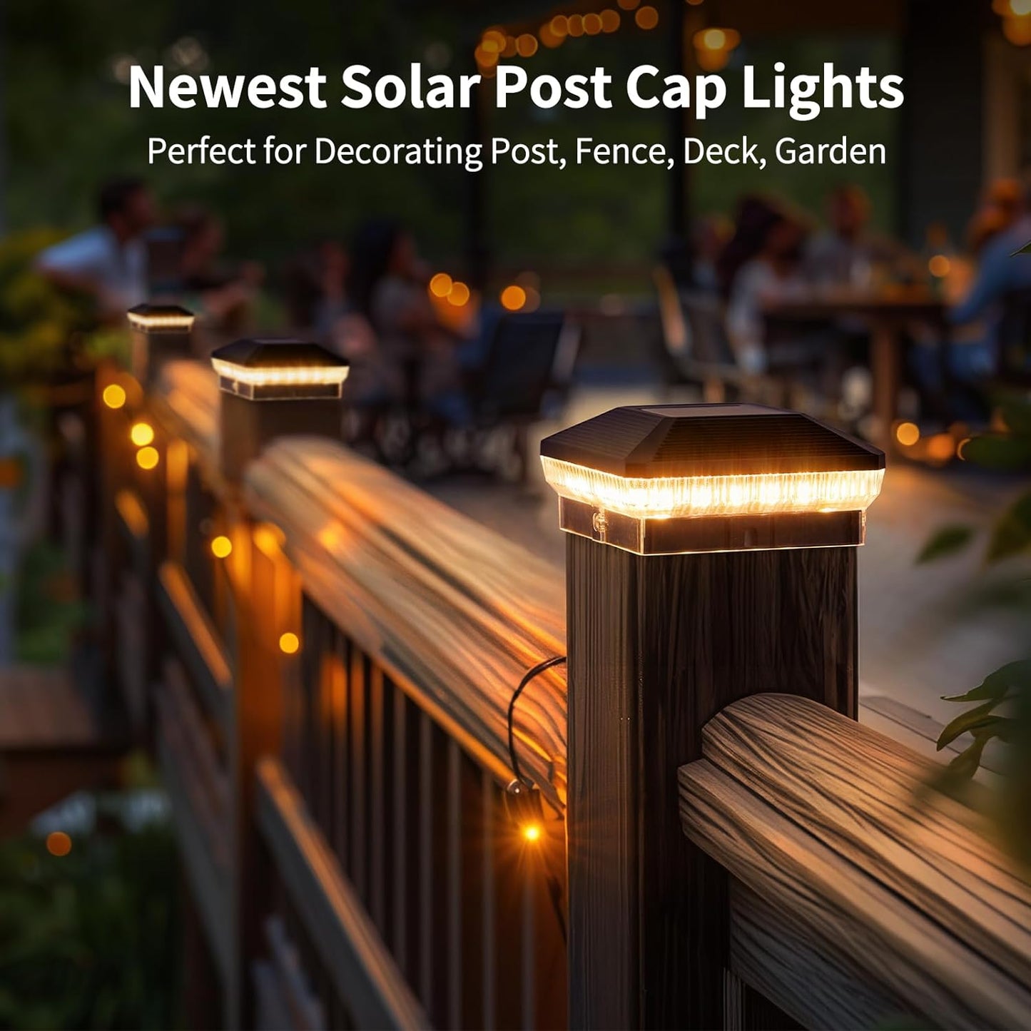 6/12 Pack 4x4 Solar Post Lights Outdoor, 40 LEDs 30 Lumens Fence Post Solar Lights Outdoor With 3 Modes, Solar Powered Deck Fence Post Lights, Solar Post Cap Lights For Vinyl Wooden Post