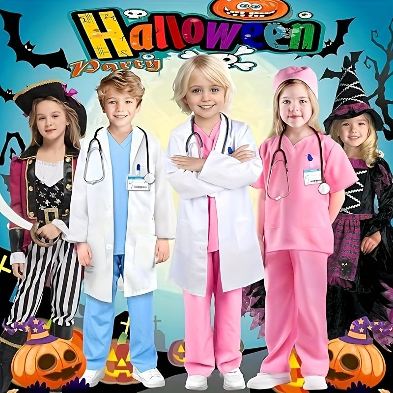 GINMIC Doctor Costume For Kids Doctor Lab Coat For Kids Real Stethoscope, Girls And Boys Halloween Costumes For Kids Age 3-12.