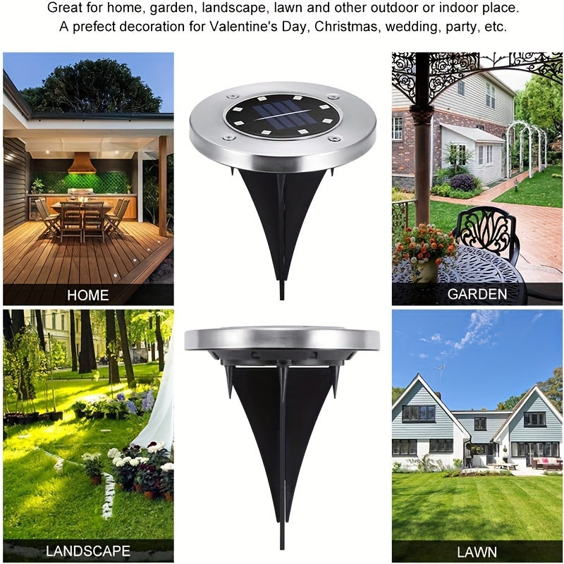 Solar Ground Lights Outdoor, 12 Pack 8 LED Color Changing Solar Disk Lights Garden In-ground Pathway Lights Landscape Lighting For Lawn, Yard, Deck, Patio, Walkway (RGB)